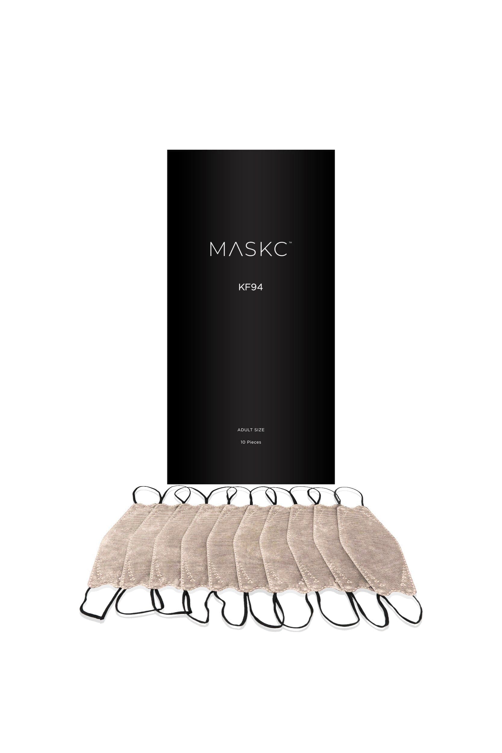 Pack of Light Brown KF94 face masks. Each pack contains stylish high quality face masks.