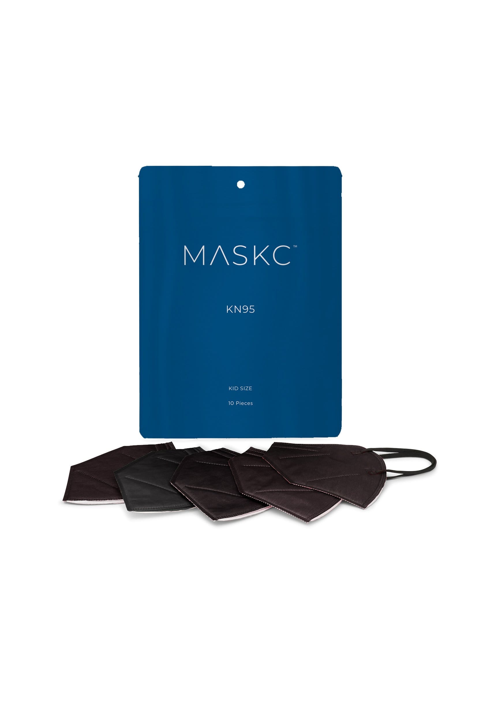 Pack of Kids Black KN95 face masks. Each pack contains stylish high quality face masks.