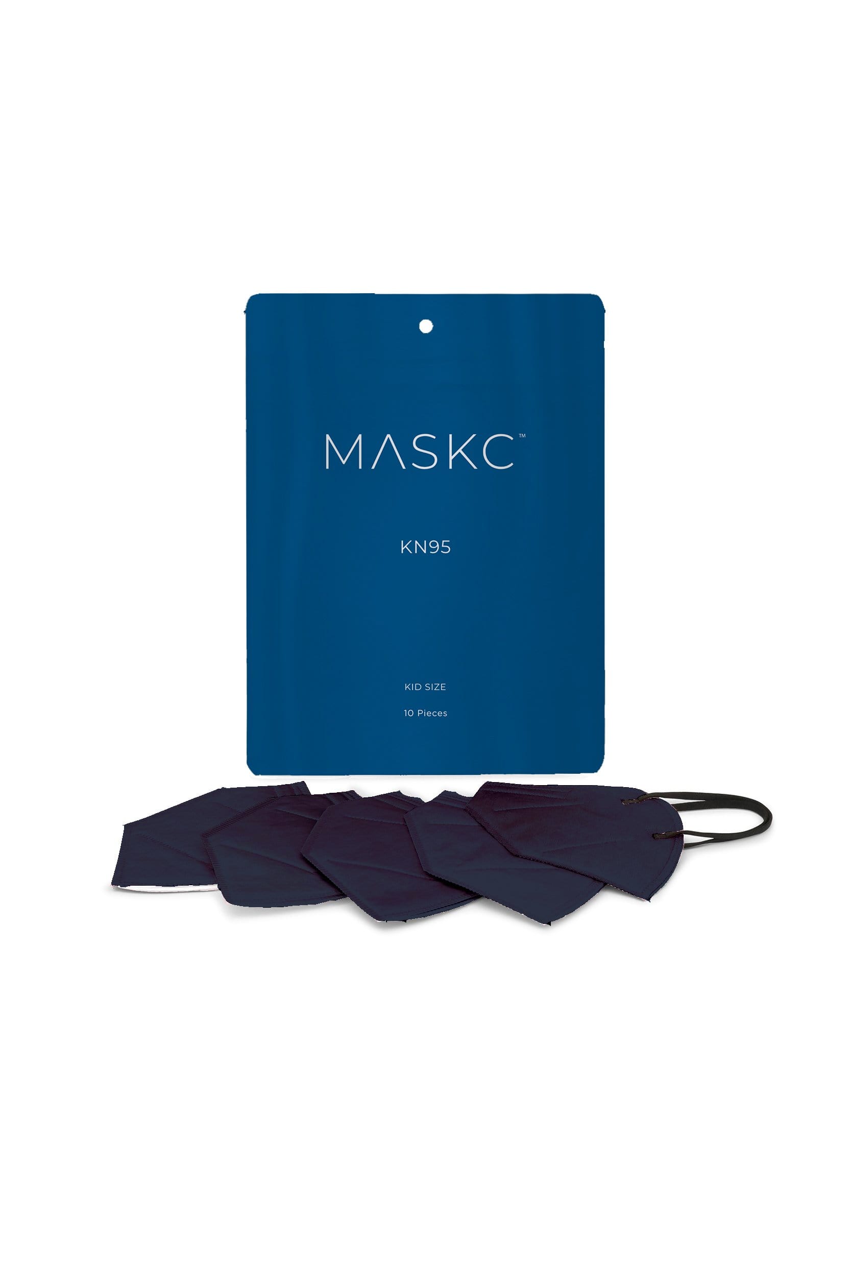 Pack of Kids Navy Blue KN95 face masks. Each pack contains stylish high quality face masks.