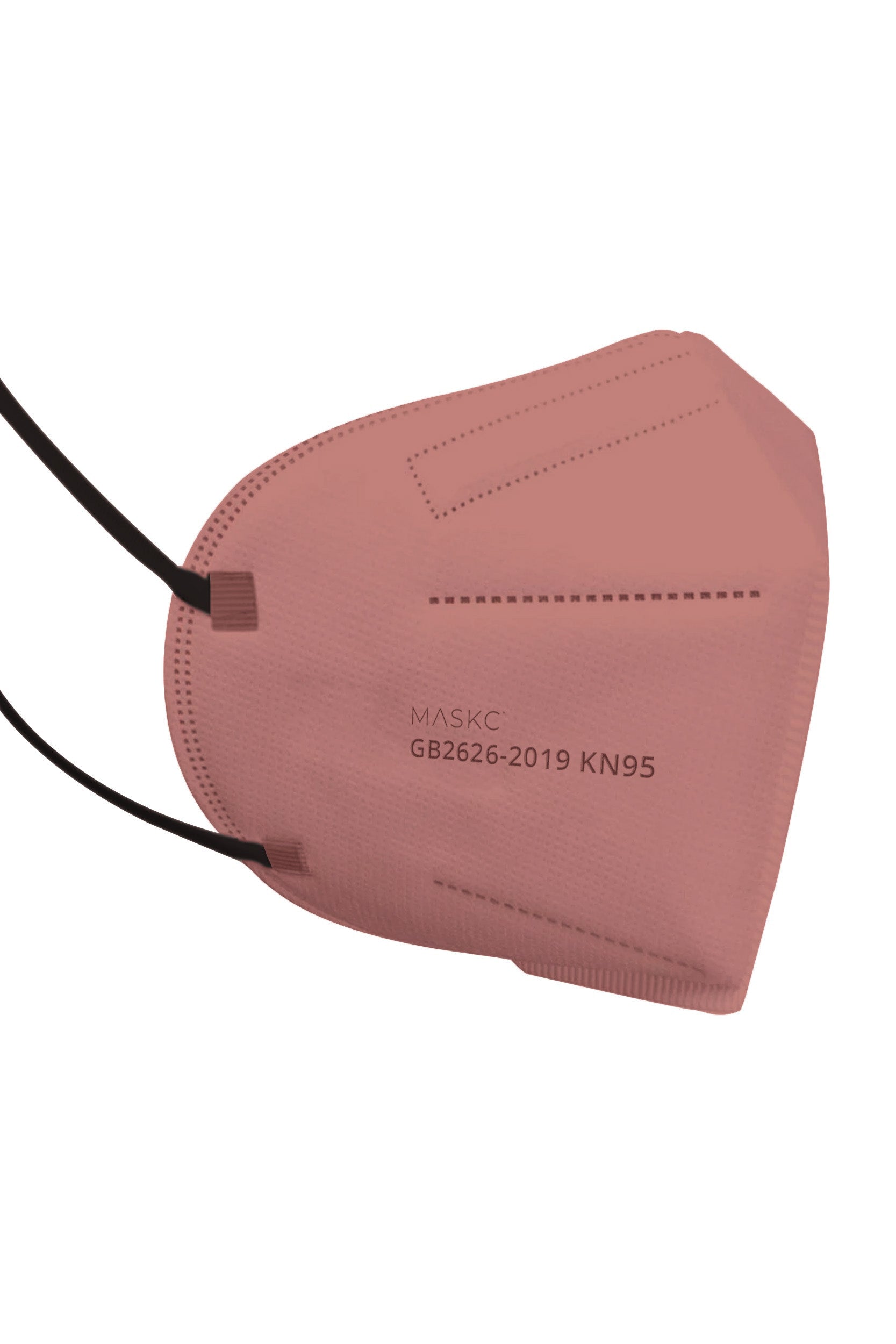 Stylish rust KN95 face mask, with soft black ear loops and high quality fabric. 